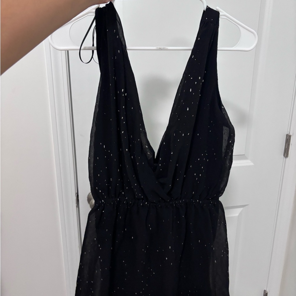 Mango Black Mini Dress with Gold Accents